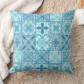 青華美色と白のタイル クッション (ブランケット)