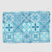 青華美色と白のタイル ゴルフタオル (横)