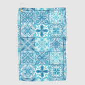 青華美色と白のタイル ゴルフタオル (正面)