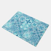 青華美色と白のタイル ドアマット (アングル)