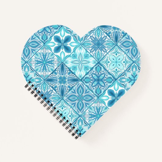 青華美色と白のタイル ノートブック (正面)