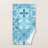 青華美色と白のタイル バスタオルセット (ハンドタオル)