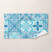 青華美色と白のタイル バスタオルセット (ハンドタオル)