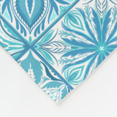 青華美色と白のタイル フリースブランケット (角)