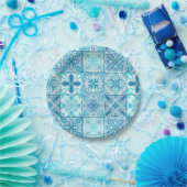 青華美色と白のタイル ペーパープレート (パーティー)