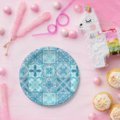 青華美色と白のタイル ペーパープレート (パーティー)