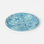 青華美色と白のタイル ペーパープレート (アングル)