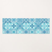 青華美色と白のタイル ヨガマット (正面(横))