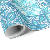 青華美色と白のタイル ラッピングペーパー (ロールコーナー)