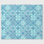 青華美色と白のタイル ラッピングペーパー (フラット)