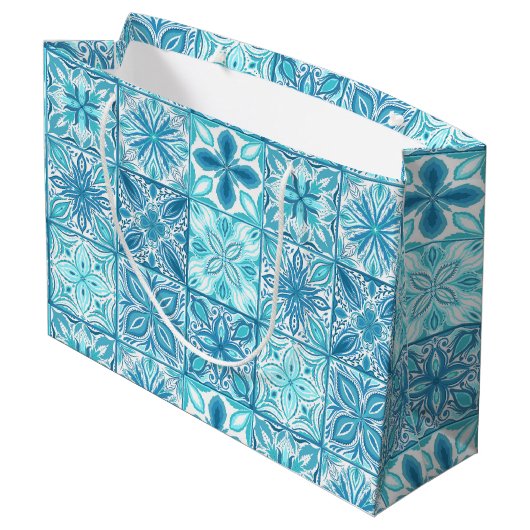 青華美色と白のタイル ラージペーパーバッグ (裏面アングル)