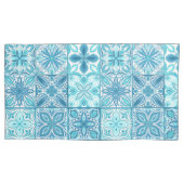 青華美色と白のタイル 枕カバー (正面左)