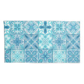 青華美色と白のタイル 枕カバー (裏面-右)