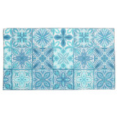 青華美色と白のタイル 枕カバー (正面右)