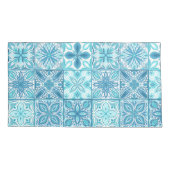 青華美色と白のタイル 枕カバー (裏面-左)