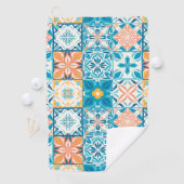 青華美色と黄色のタイル ゴルフタオル (インサイチュ)