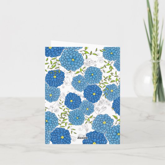 青華美色の花と離れ緑の花の母の日 カード (裏面)