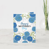 青華美色の花と離れ緑の花の母の日 カード (正面)