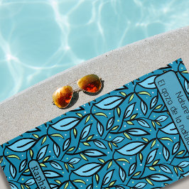 青葉いパターン名バイリンガル文字 ビーチタオル