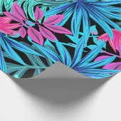 青葉とピンクの贈り物の熱帯の花 ラッピングペーパー (角)