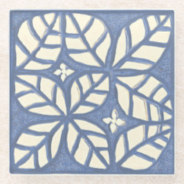 青葉のタイル模様コースター ガラスコースター