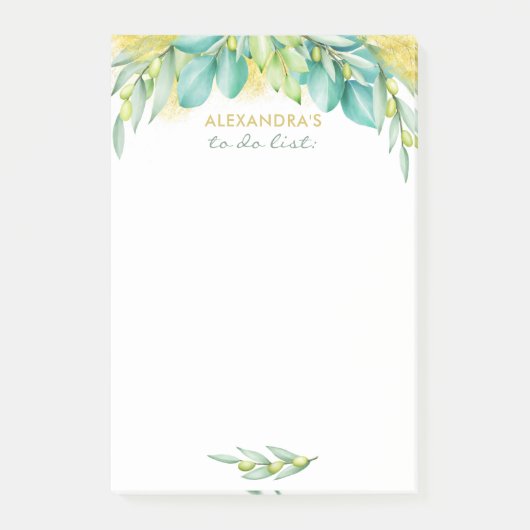 青葉のユーカリの実葉をする ポストイット (正面)