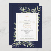 青葉の写真お祝い・オブ・ライフ・葬儀 招待状 (正面/裏面)