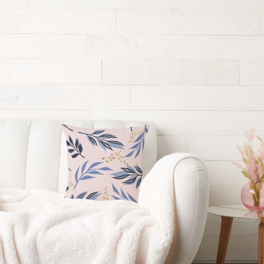 青葉抽象芸術及び黄花プリント クッション (ソファ)