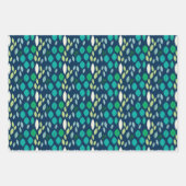 青葉柄と緑のティール（緑がかった色） ラッピングペーパーシート (正面)