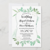 青葉植物水彩植物結婚の 招待状 (正面)