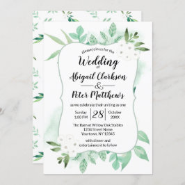 青葉植物水彩植物結婚の 招待状