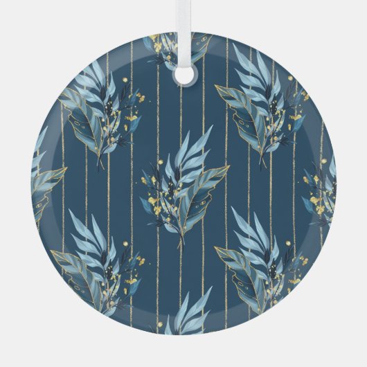 青葉色のシームレスな折り返し ガラスオーナメント (正面)