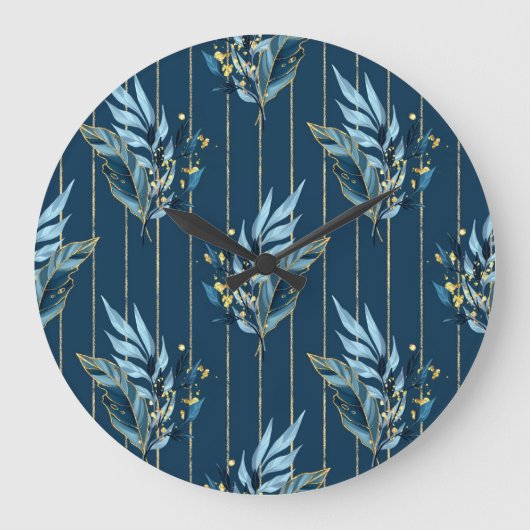 青葉色のシームレスな折り返し ラージ壁時計 (正面)