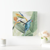 青葉鳥のヤシ スクエア壁時計 (ホーム)