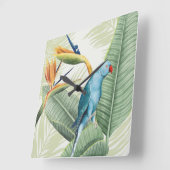 青葉鳥のヤシ スクエア壁時計 (傾斜)