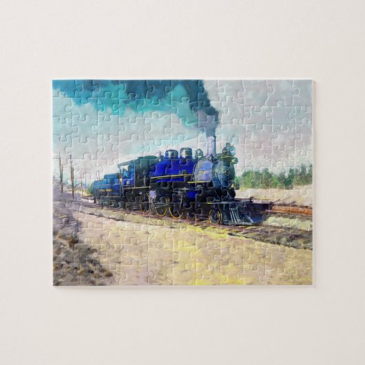 青蒸気機関車絵を描鉄道 ジグソーパズル (横)