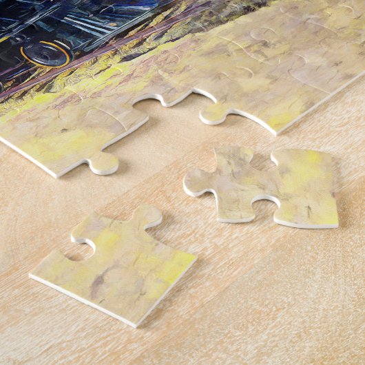 青蒸気機関車絵を描鉄道 ジグソーパズル (側面)