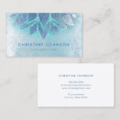 青蓮の花とフェイクティール（緑がかった色）グリッター 名刺 (正面/裏面)