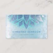 青蓮の花とフェイクティール(緑がかった色)グリッター 名刺 (正面)