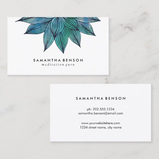 青蓮の花 | フローラ水色 名刺 (正面/裏面)