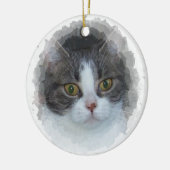 青虎猫と白 セラミックオーナメント (左)