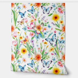 青蝶と黄色い蝶が草原に 壁紙