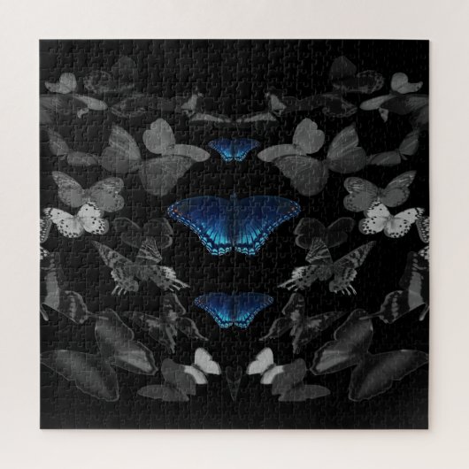 青蝶と黒蝶と白蝶 ジグソーパズル (縦)