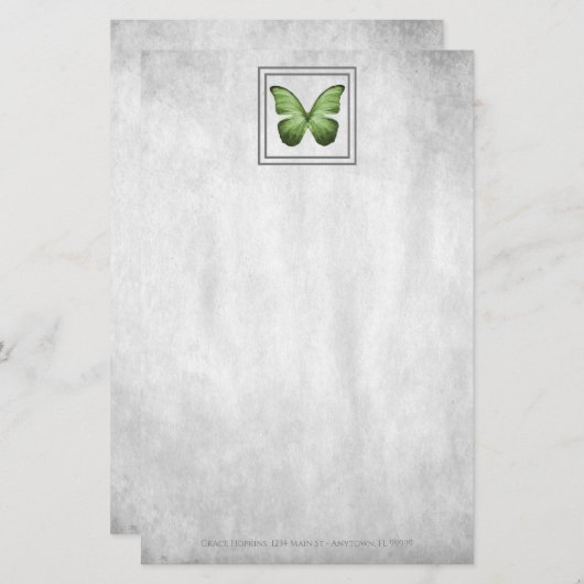 青蝶パーソナライズされた文具 便箋 (正面/裏面)