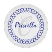 青装飾円モノグラム裁断板 カッティングボード (正面)