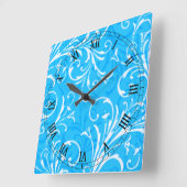 青装飾用四角ローマ数字時計 スクエア壁時計 (傾斜)