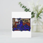 青読い着物の芸者 ポストカード (スタンド正面)