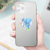 青象遊と蝶 シール (スマートフォン)