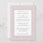 青貝羽 |ほこりっぽいバラ日本の波ビーチ結婚式 招待状 (正面)