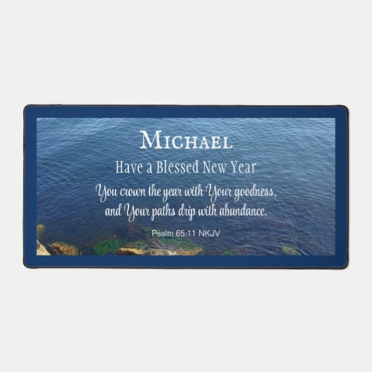 青賛美海新年キリスト教聖書海 デスクマット (正面)